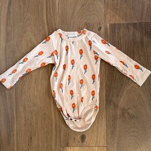 Bobo Choses Floral Long Sleeve Bodysuit - Cream and Orange